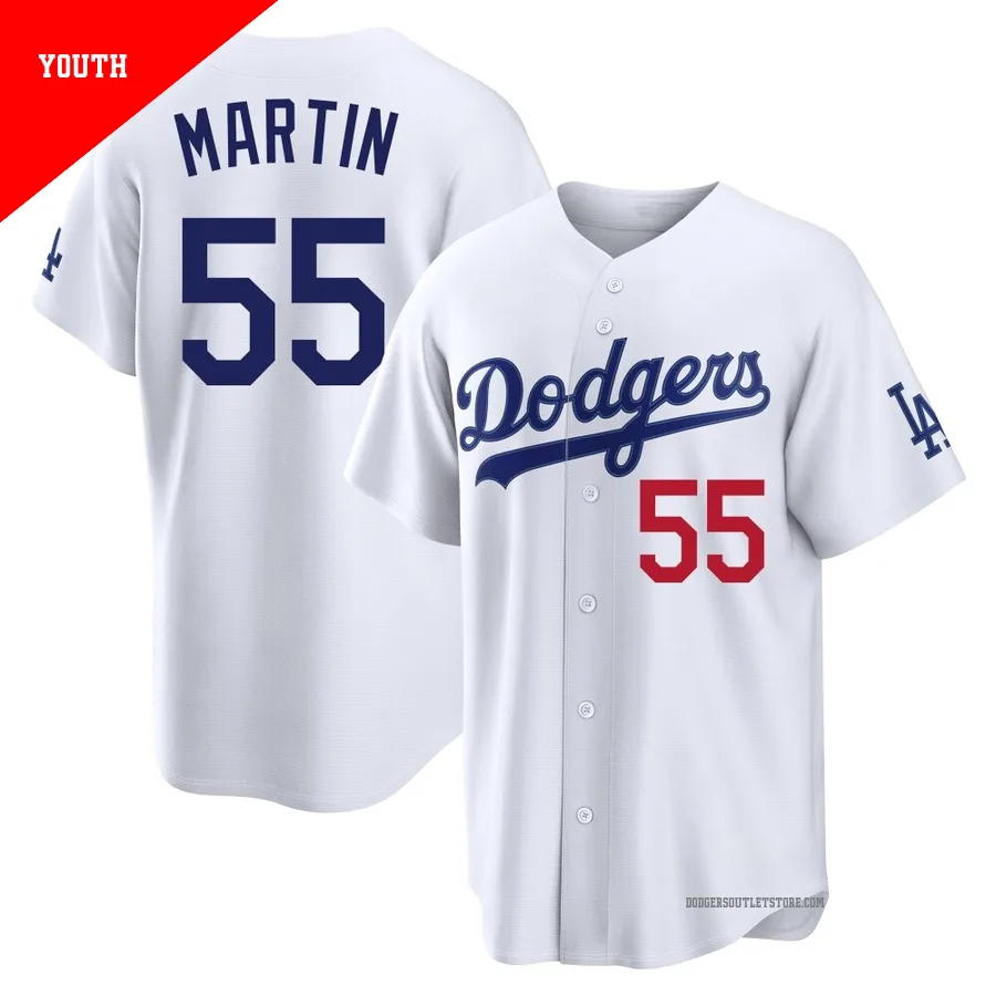 Los Angeles Dodgers ＃55 Russell Martin Youth White Limited Home Stadium Jersey