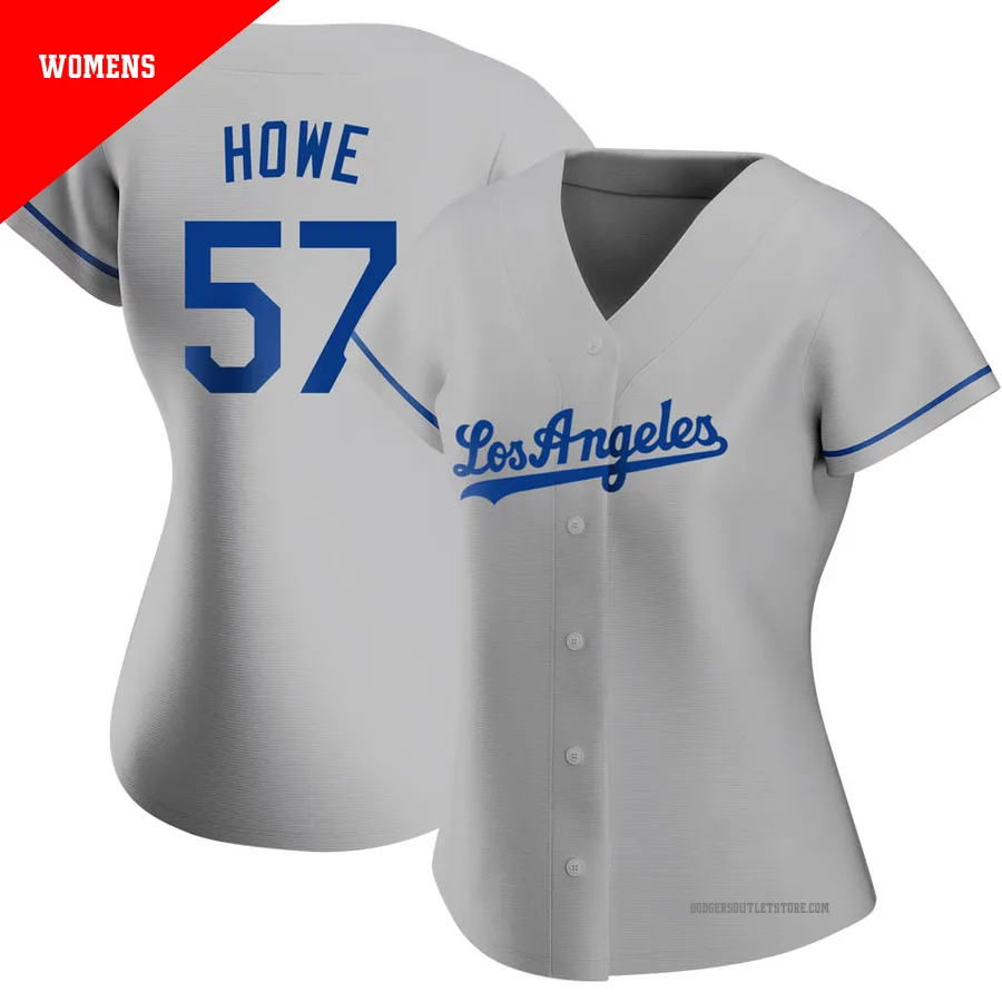 Los Angeles Dodgers ＃57 Steve Howe Women's Gray Authentic Road Jersey