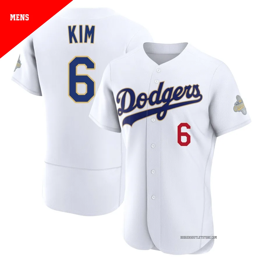Los Angeles Dodgers ＃6 Hyeseong Kim Men's Gold Authentic White 2026 Collection Jersey