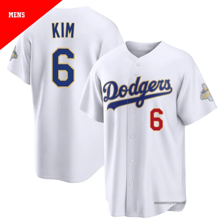 Los Angeles Dodgers ＃6 Hyeseong Kim Men's Gold Limited White 2026 Collection Stadium Jersey