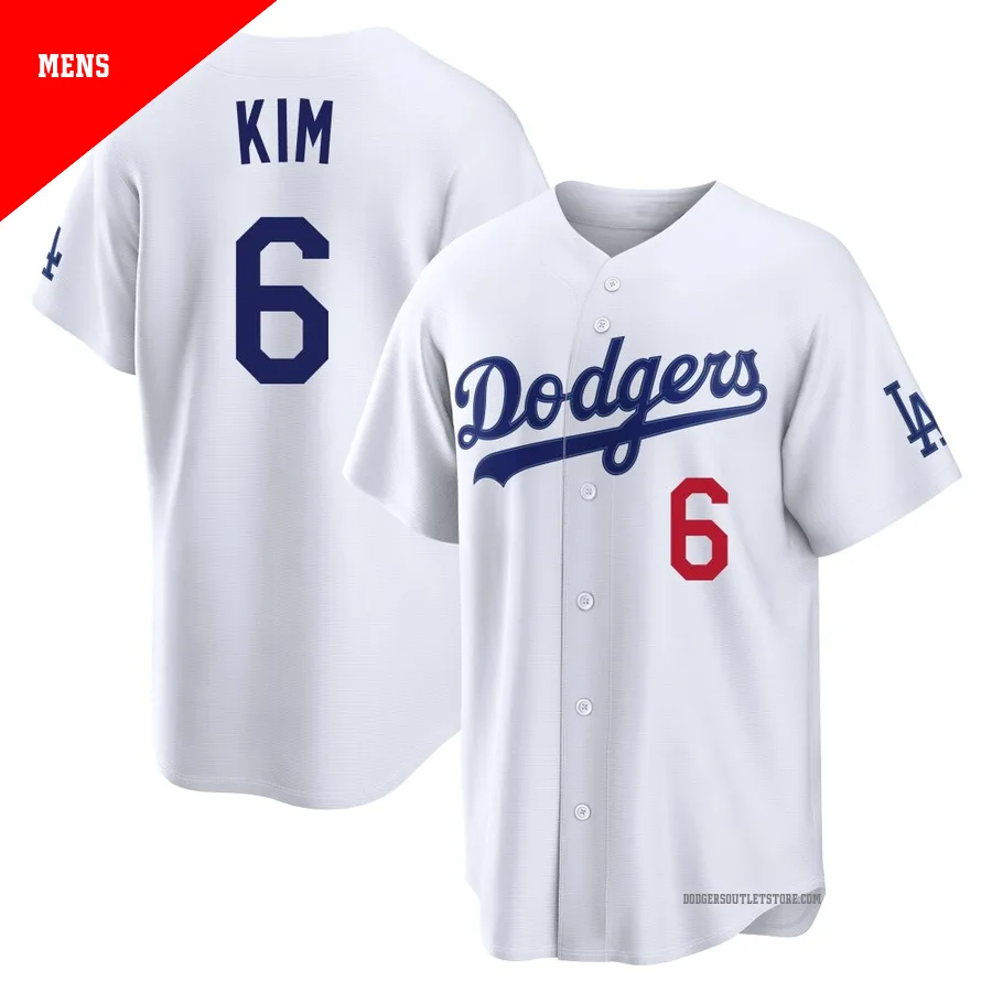 Los Angeles Dodgers ＃6 Hyeseong Kim Men's White Limited Home Stadium Jersey