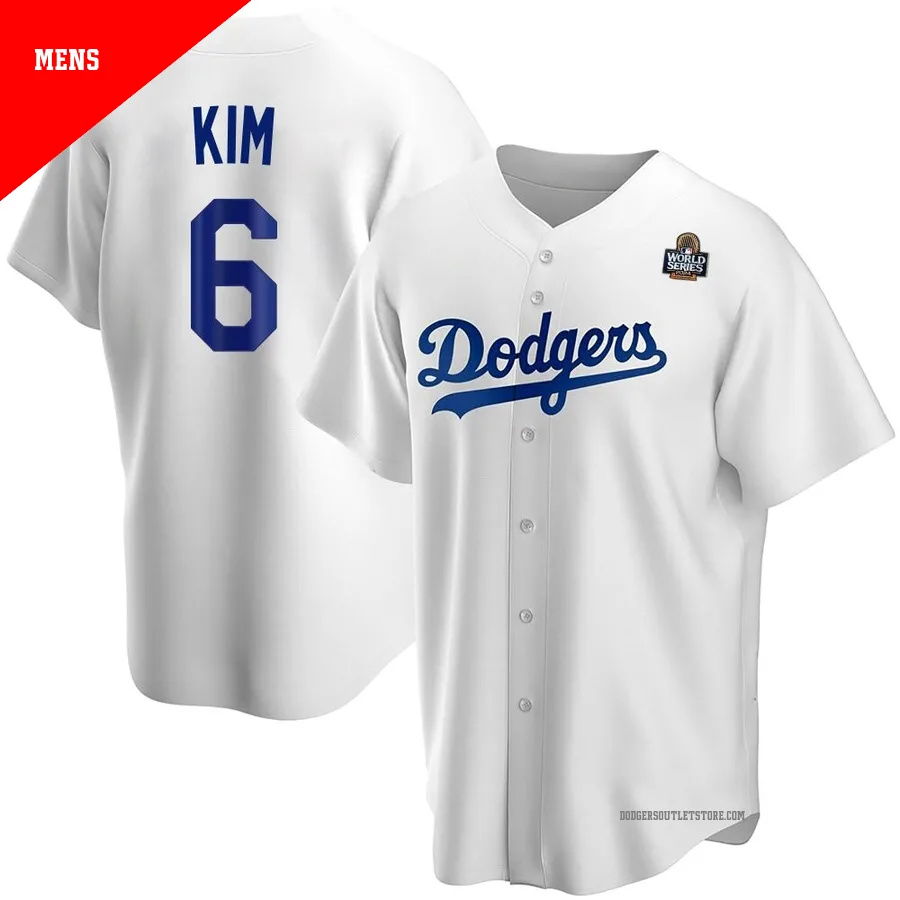 Los Angeles Dodgers ＃6 Hyeseong Kim Men's White Replica Home 2024 World Series Jersey
