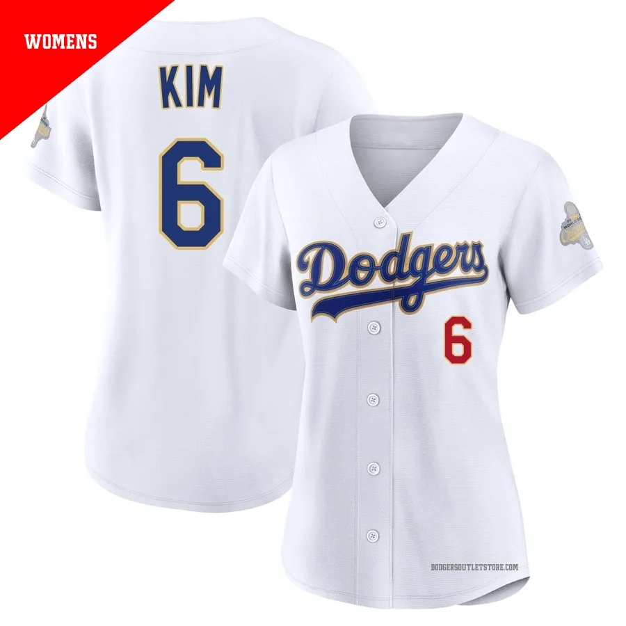 Los Angeles Dodgers ＃6 Hyeseong Kim Women's Gold Limited White 2026 Collection Stadium Jersey