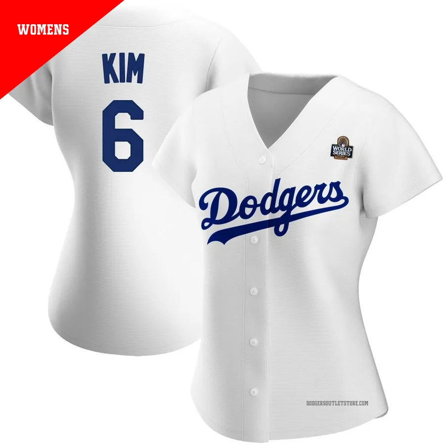 Los Angeles Dodgers ＃6 Hyeseong Kim Women's White Authentic Home 2024 World Series Jersey