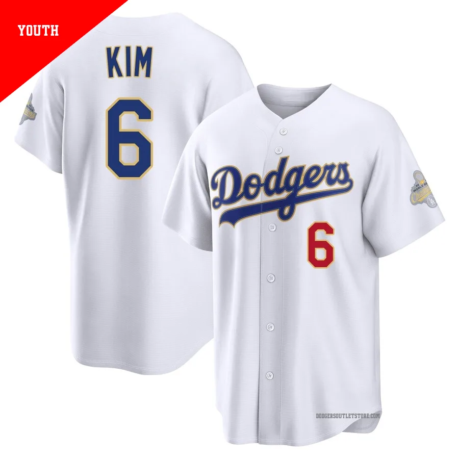 Los Angeles Dodgers ＃6 Hyeseong Kim Youth Gold Limited White 2026 Collection Stadium Jersey