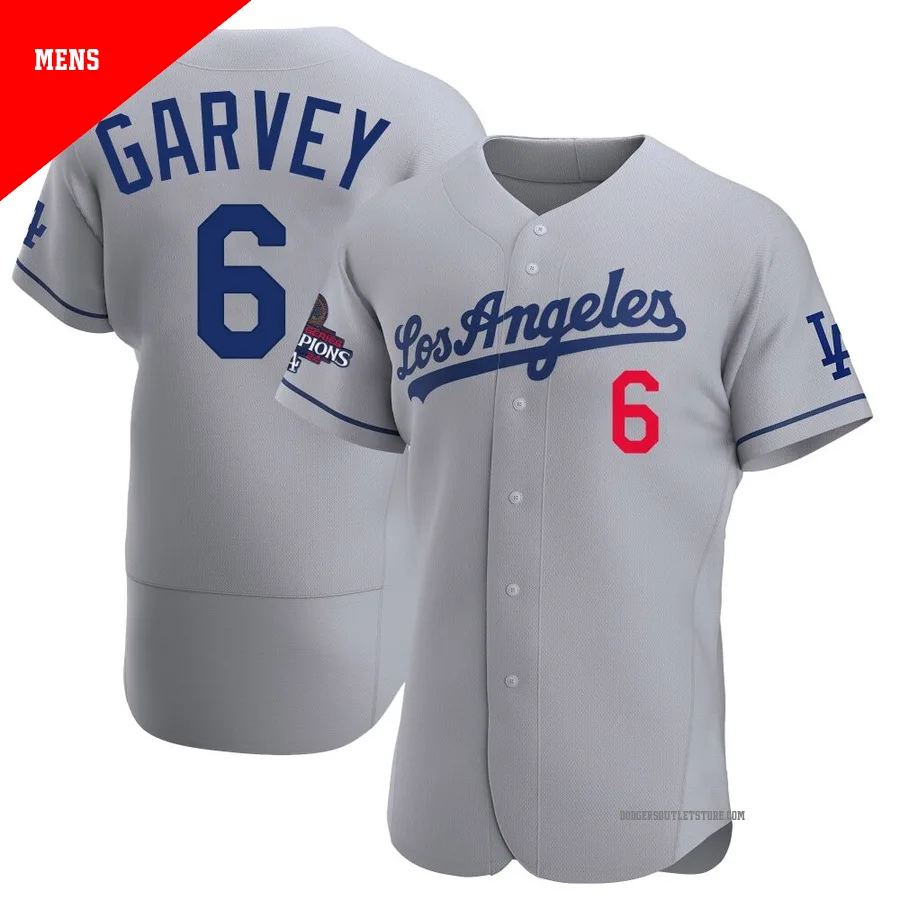 Los Angeles Dodgers ＃6 Steve Garvey Men's Gray Authentic Away Official 2024 World Series Champions Jersey