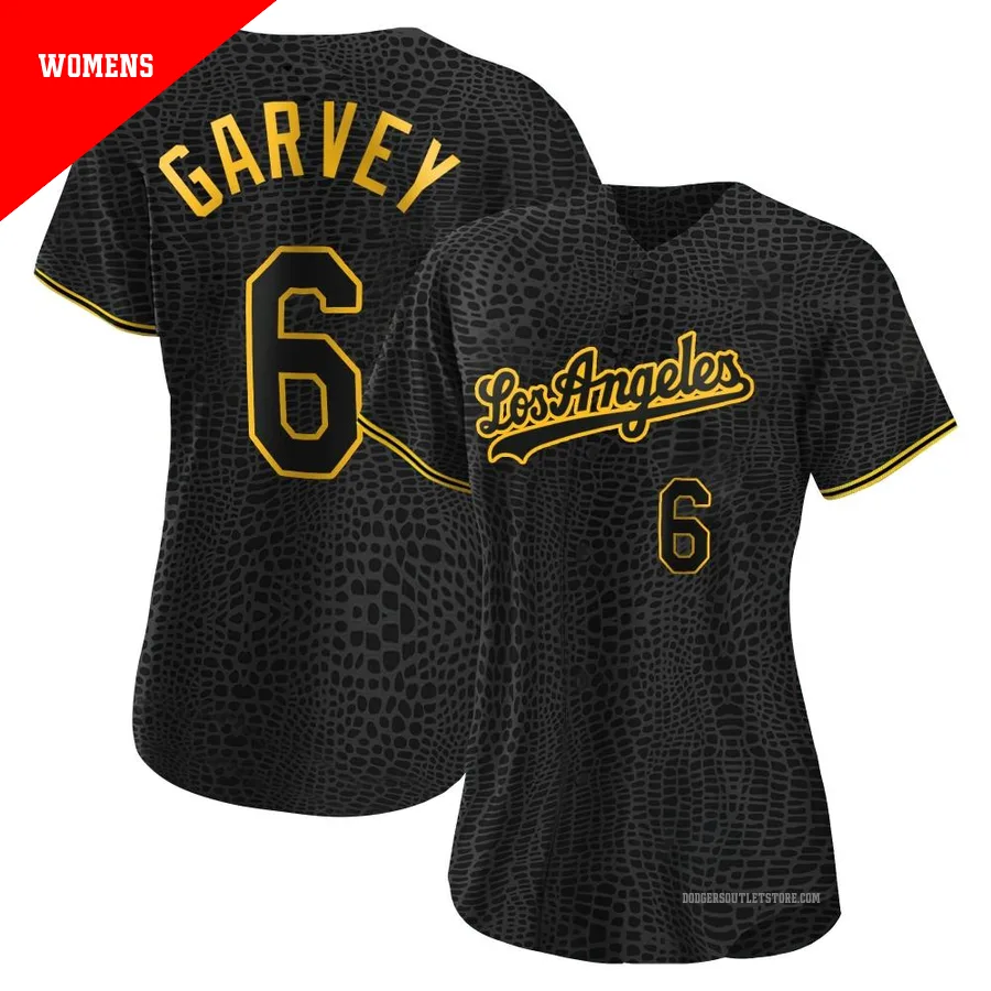 Los Angeles Dodgers ＃6 Steve Garvey Women's Black Authentic Snake Skin City Jersey