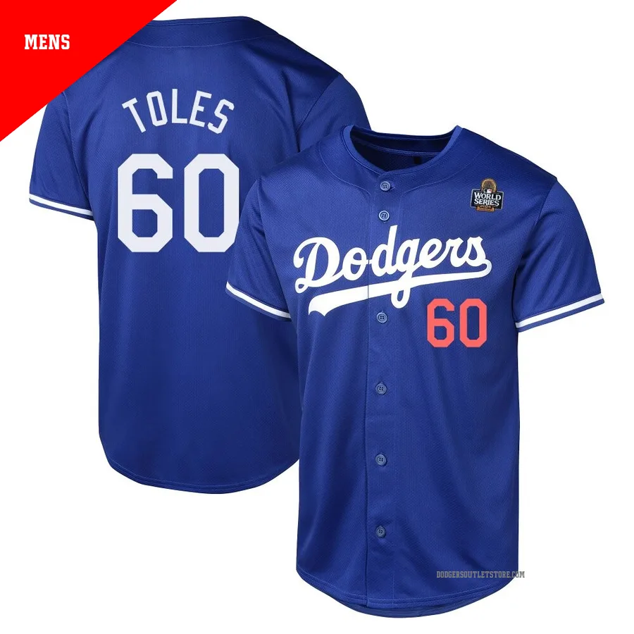 Los Angeles Dodgers ＃60 Andrew Toles Men's Royal Limited Alternate 2024 World Series Jersey