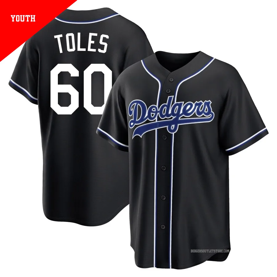Los Angeles Dodgers ＃60 Andrew Toles Youth Black Replica Fashion Out Jersey