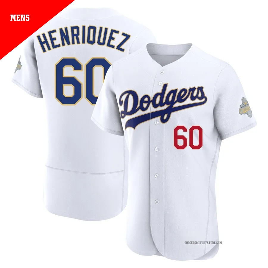 Los Angeles Dodgers ＃60 Edgardo Henriquez Men's Gold Authentic White 2026 Collection Jersey