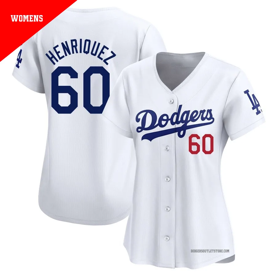 Los Angeles Dodgers ＃60 Edgardo Henriquez Women's White Limited Home Jersey