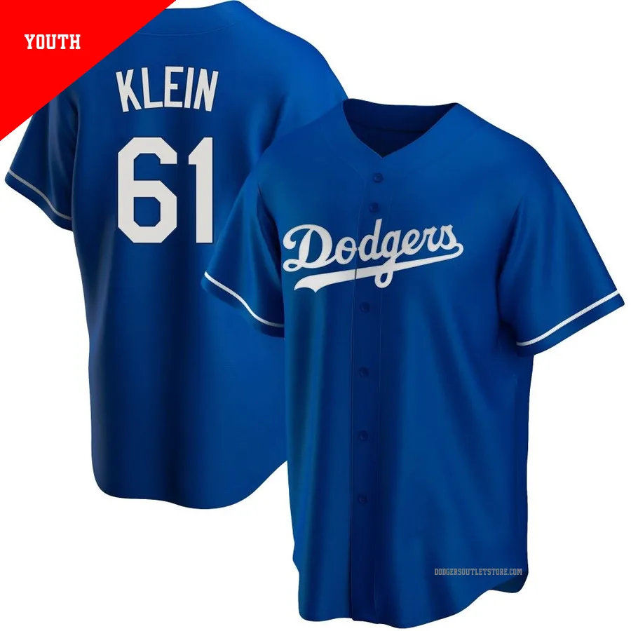 Los Angeles Dodgers ＃61 Will Klein Youth Royal Replica Alternate Jersey