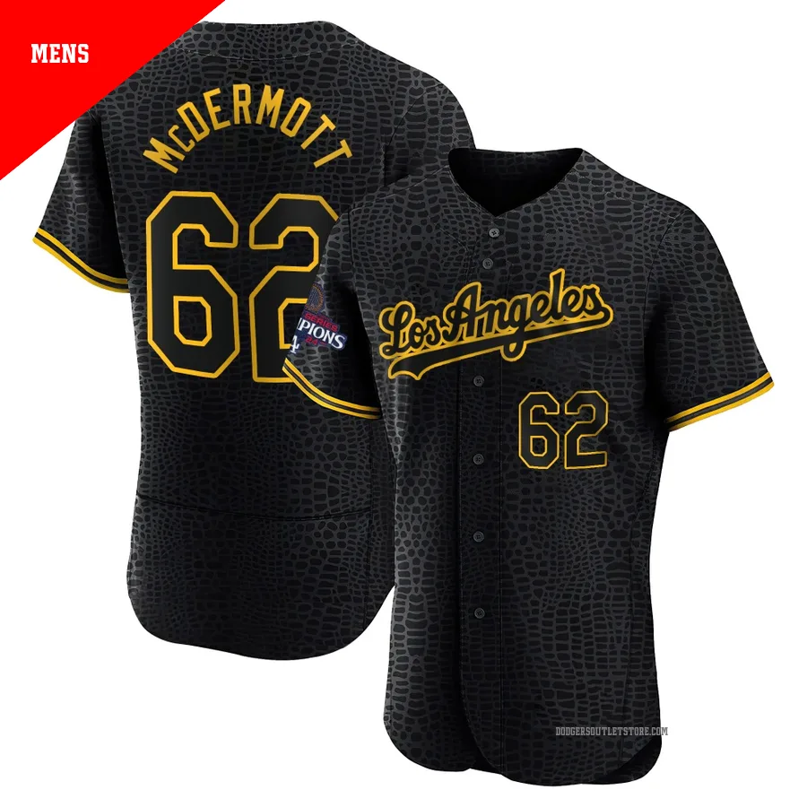 Los Angeles Dodgers ＃62 Chayce McDermott Men's Black Authentic Snake Skin City 2024 World Series Champions Jersey
