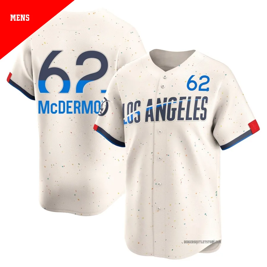 Los Angeles Dodgers ＃62 Chayce McDermott Men's Cream Limited 2024 City Connect Jersey