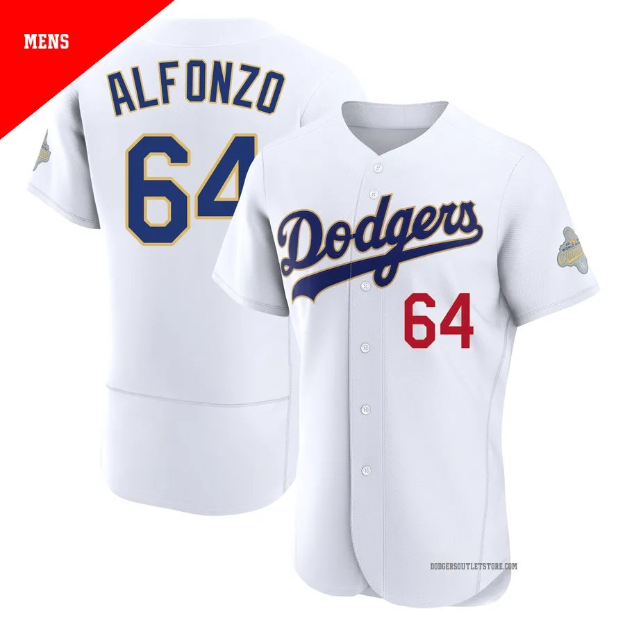 Los Angeles Dodgers ＃64 Eliezer Alfonzo Men's Gold Authentic White 2026 Collection Jersey