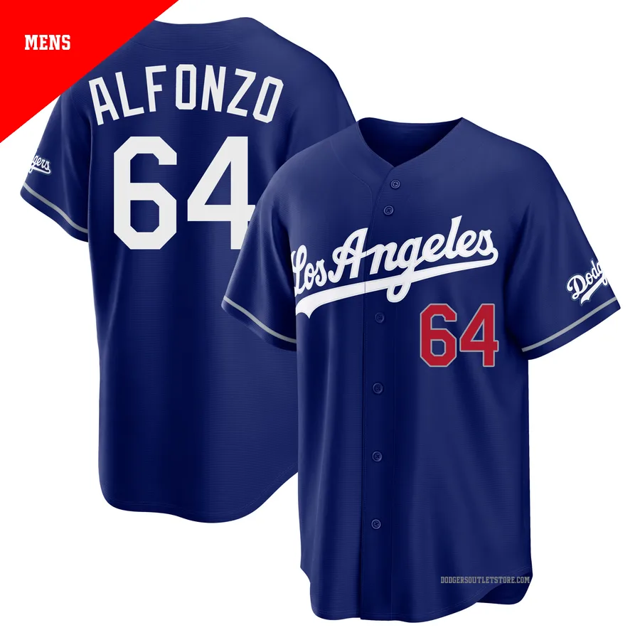 Los Angeles Dodgers ＃64 Eliezer Alfonzo Men's Royal Limited Alternate Stadium Jersey