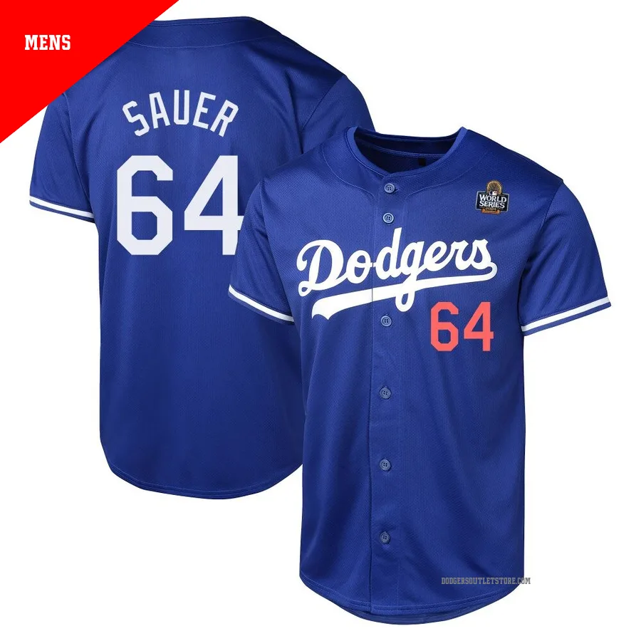 Los Angeles Dodgers ＃64 Matt Sauer Men's Royal Limited Alternate 2024 World Series Jersey