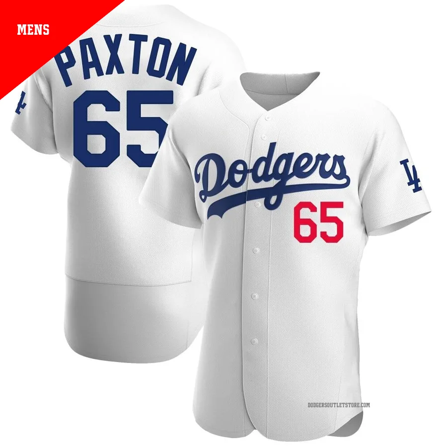 Los Angeles Dodgers ＃65 James Paxton Men's White Authentic Home Jersey