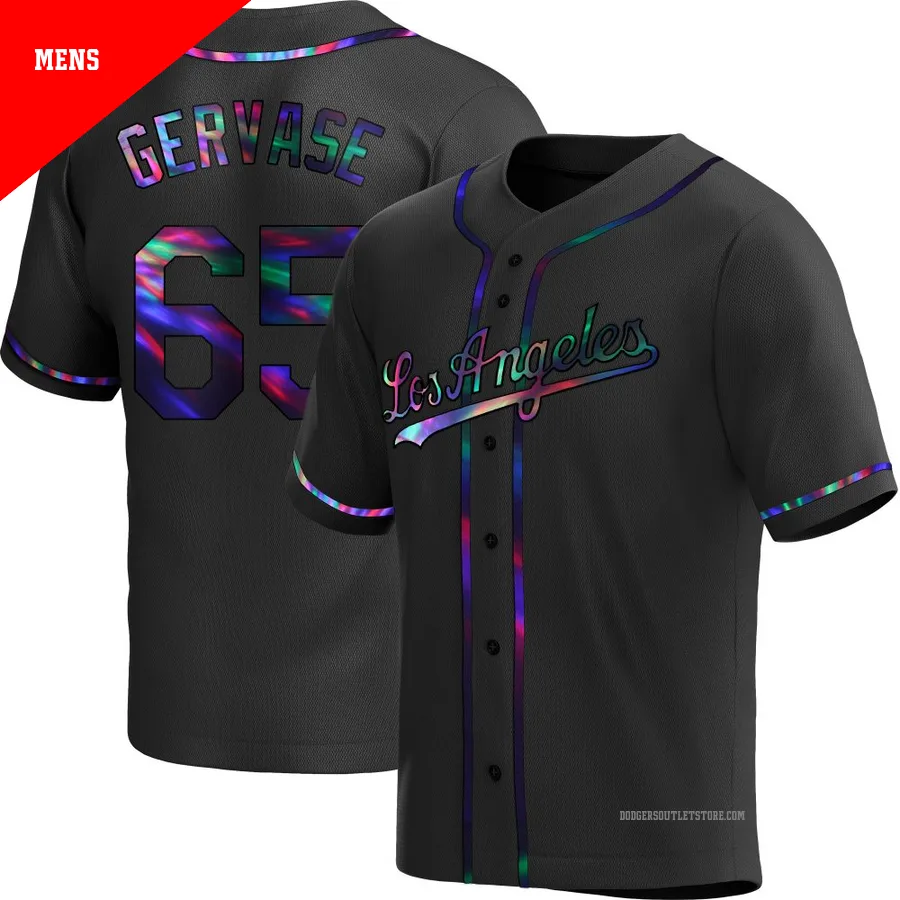 Los Angeles Dodgers ＃65 Paul Gervase Men's Black Replica Holographic Alternate Jersey