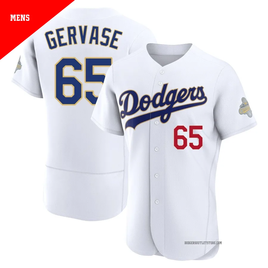 Los Angeles Dodgers ＃65 Paul Gervase Men's Gold Authentic White 2026 Collection Jersey