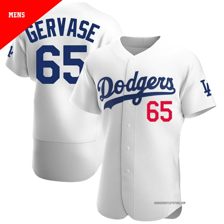 Los Angeles Dodgers ＃65 Paul Gervase Men's White Authentic Home Jersey