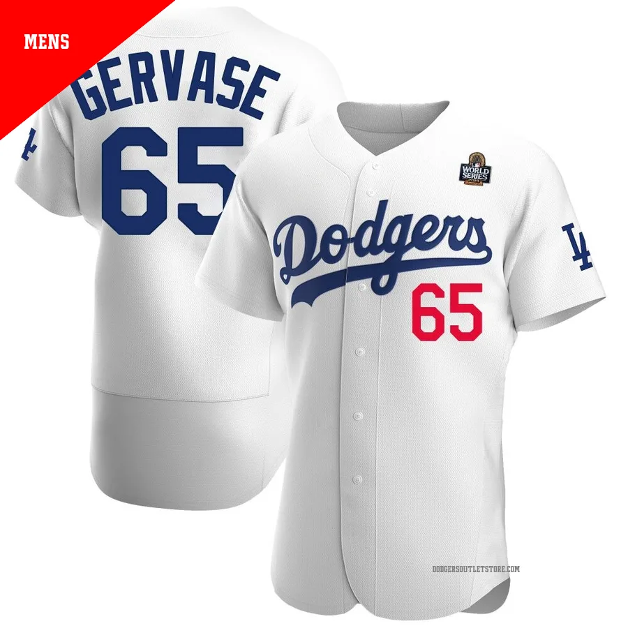 Los Angeles Dodgers ＃65 Paul Gervase Men's White Authentic Home Official 2024 World Series Jersey