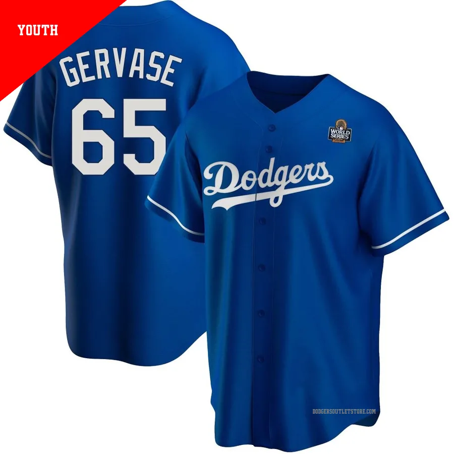Los Angeles Dodgers ＃65 Paul Gervase Youth Royal Replica Alternate 2024 World Series Jersey