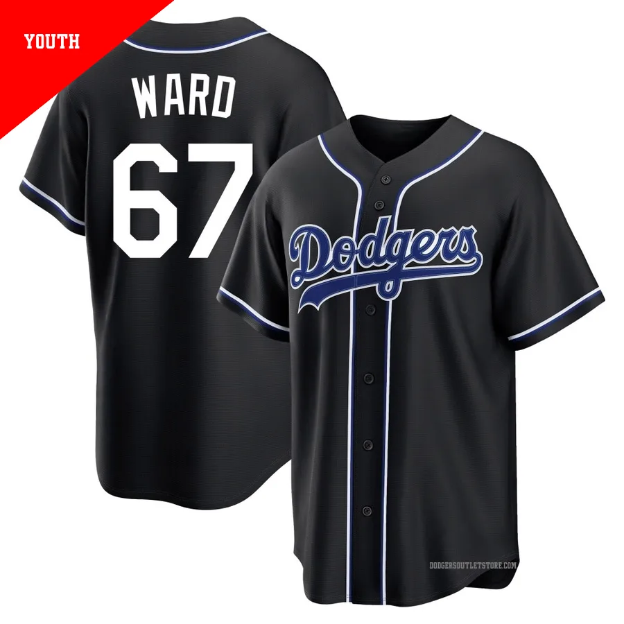 Los Angeles Dodgers ＃67 Ryan Ward Youth Black Replica Fashion Out Jersey