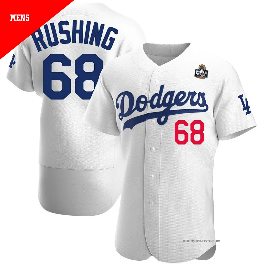 Los Angeles Dodgers ＃68 Dalton Rushing Men's White Authentic Home Official 2024 World Series Jersey