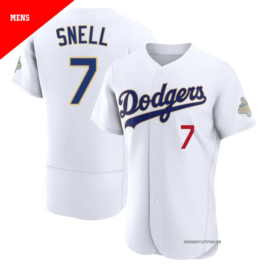 Los Angeles Dodgers ＃7 Blake Snell Men's Gold Authentic White 2026 Collection Jersey