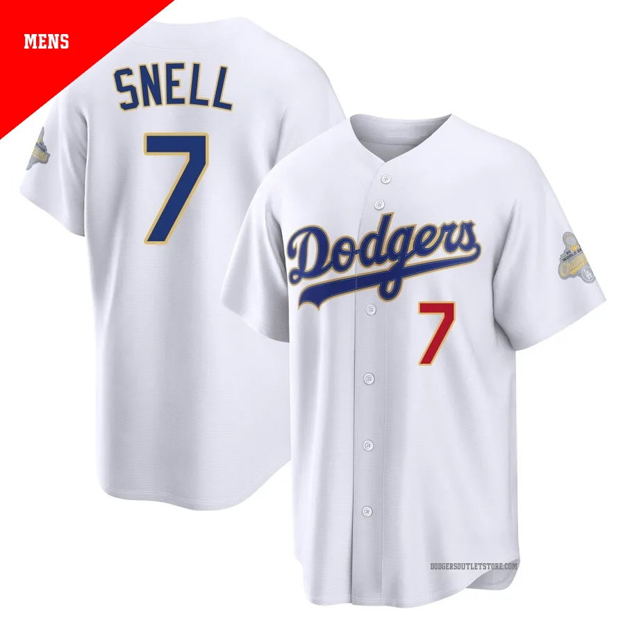 Los Angeles Dodgers ＃7 Blake Snell Men's Gold Limited White 2026 Collection Stadium Jersey