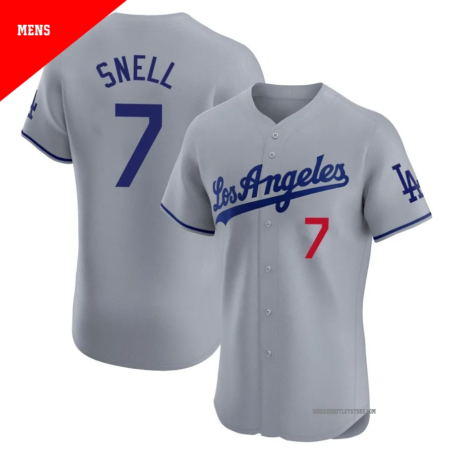 Los Angeles Dodgers ＃7 Blake Snell Men's Gray Elite Road Jersey