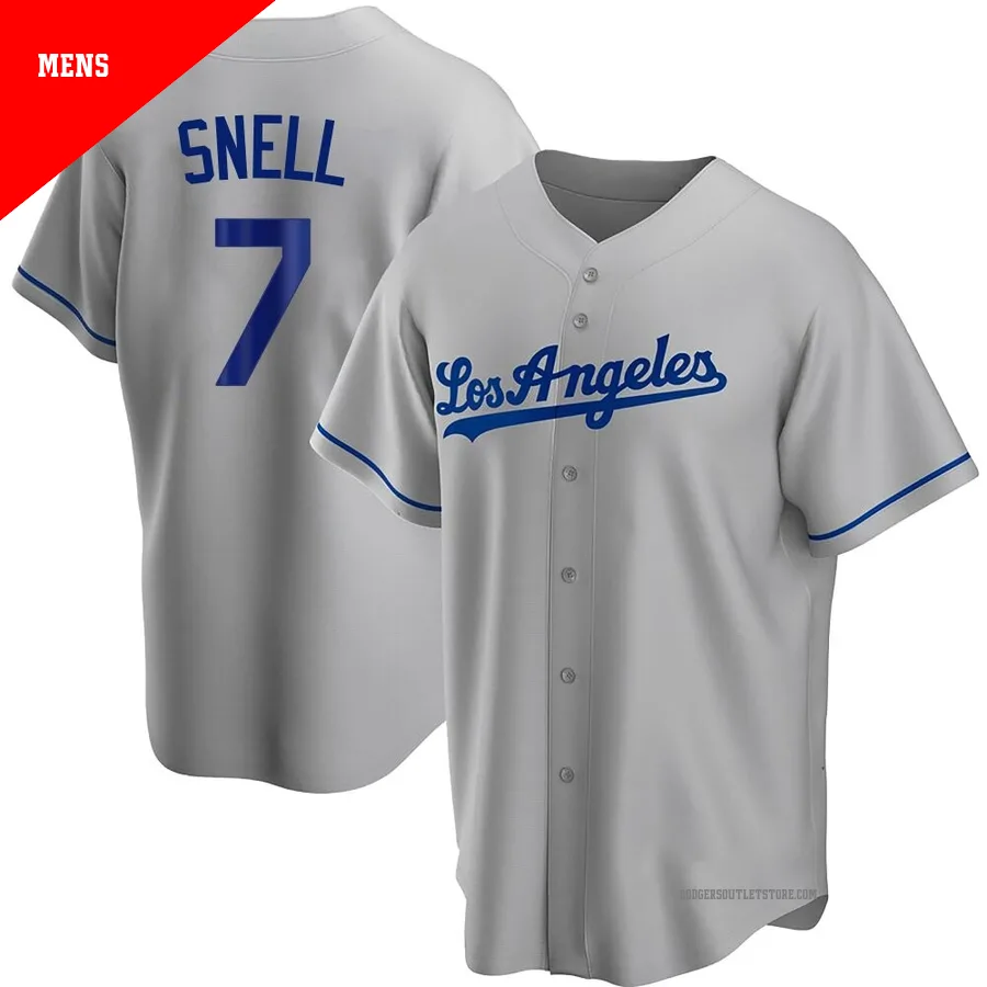 Los Angeles Dodgers ＃7 Blake Snell Men's Gray Replica Road Jersey