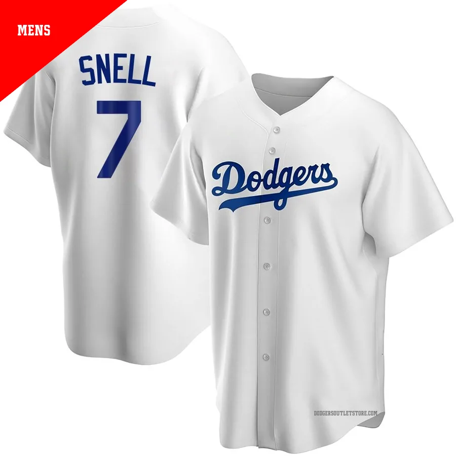 Los Angeles Dodgers ＃7 Blake Snell Men's White Replica Home Jersey