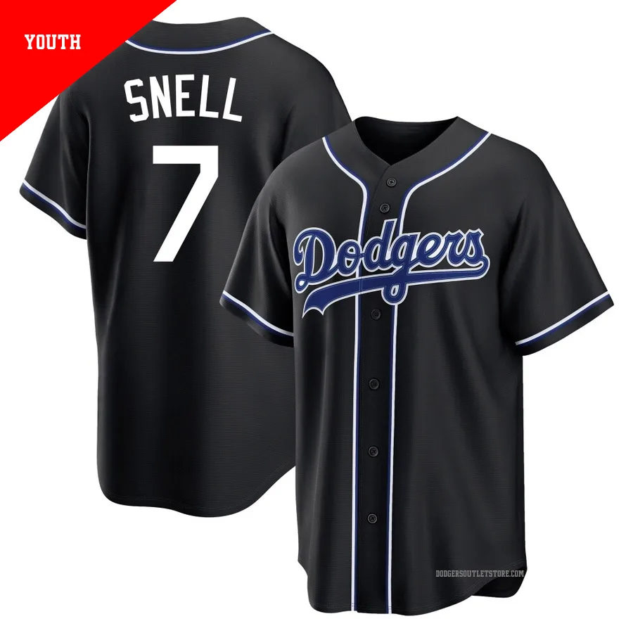 Los Angeles Dodgers ＃7 Blake Snell Youth Black Replica Fashion Out Jersey