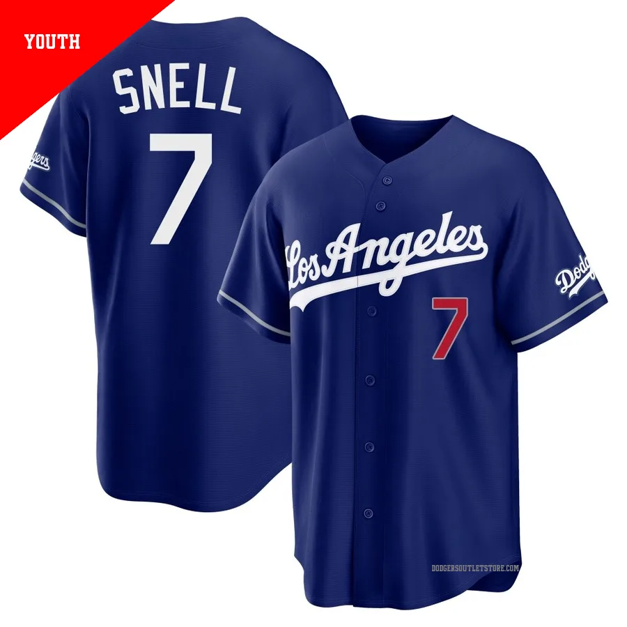Los Angeles Dodgers ＃7 Blake Snell Youth Royal Limited Alternate Stadium Jersey
