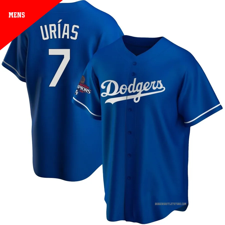 Los Angeles Dodgers ＃7 Julio Urias Men's Royal Replica Alternate 2024 World Series Champions Jersey