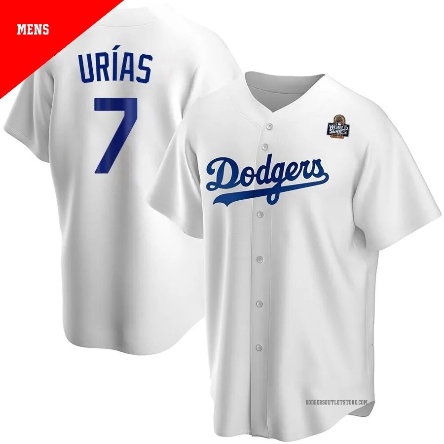 Los Angeles Dodgers ＃7 Julio Urias Men's White Replica Home 2024 World Series Jersey