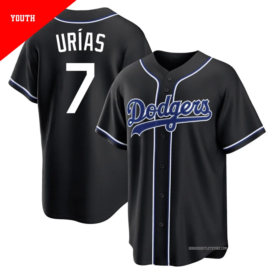 Los Angeles Dodgers ＃7 Julio Urias Youth Black Replica Fashion Out Jersey