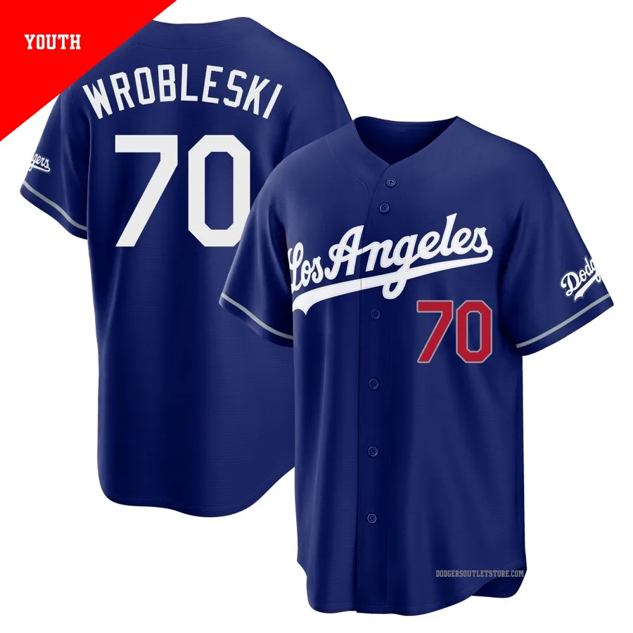 Los Angeles Dodgers ＃70 Justin Wrobleski Youth Royal Limited Alternate Stadium Jersey