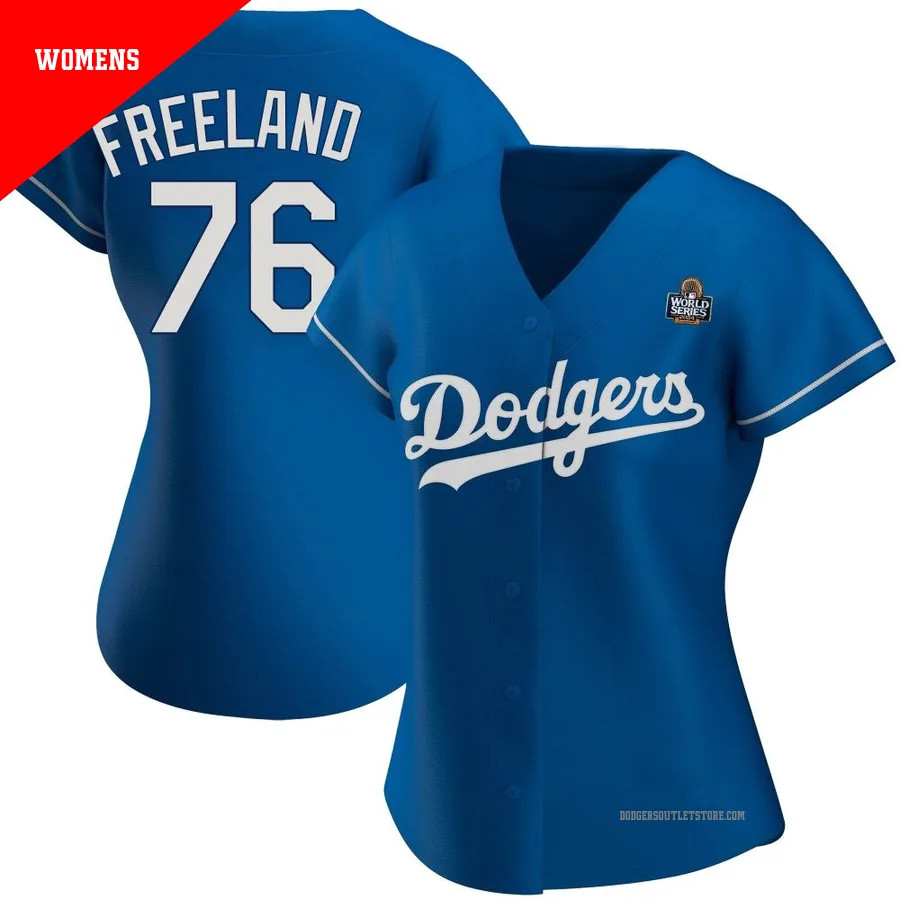 Los Angeles Dodgers ＃76 Alex Freeland Women's Royal Authentic Alternate 2024 World Series Jersey
