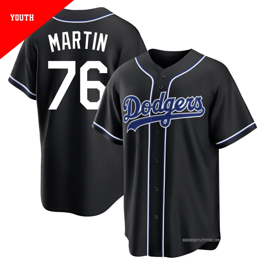 Los Angeles Dodgers ＃76 J.D. Martin Youth Black Replica Fashion Out Jersey