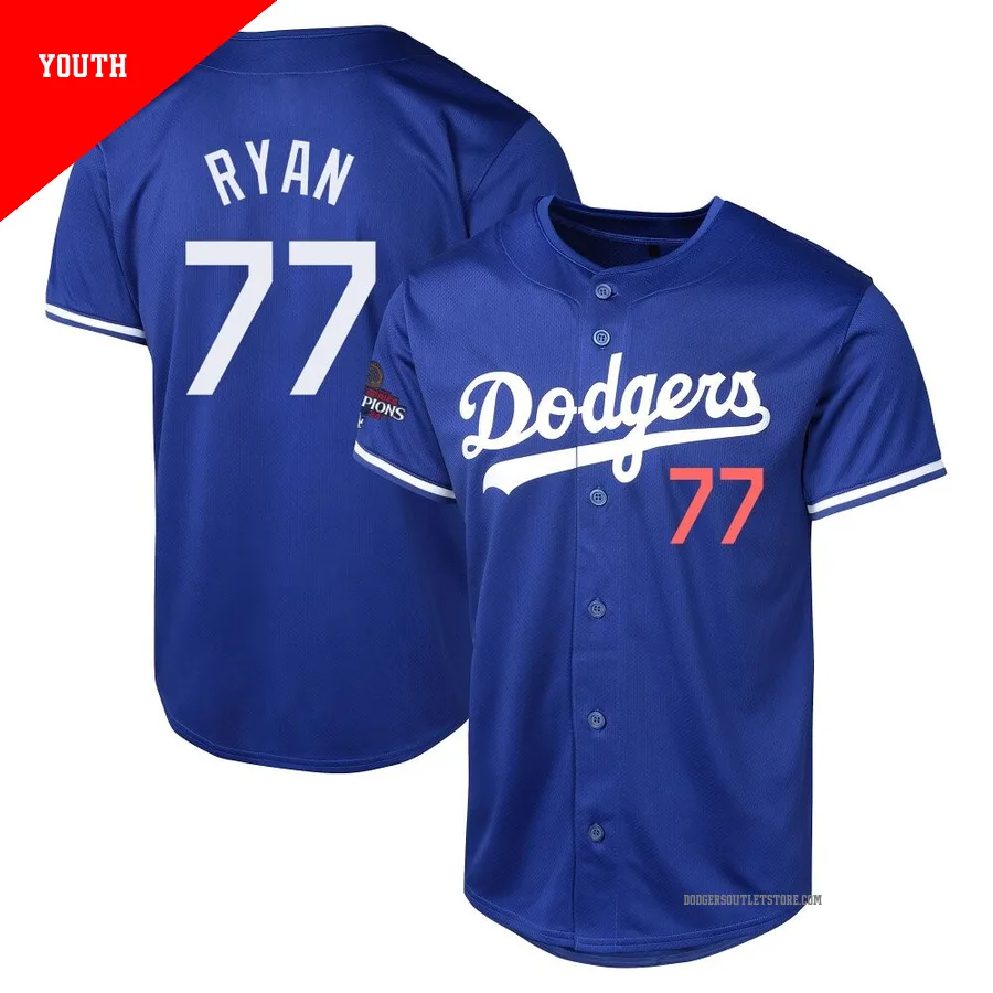 Los Angeles Dodgers ＃77 River Ryan Youth Royal Limited Alternate World Series Champions Jersey