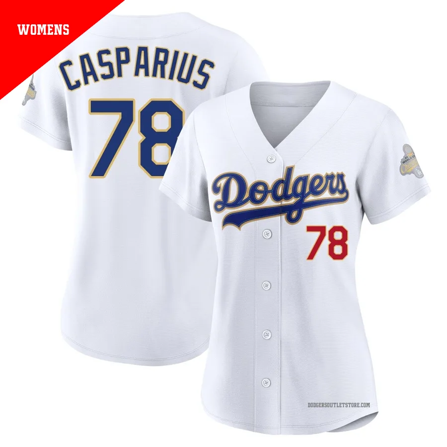Los Angeles Dodgers ＃78 Ben Casparius Women's Gold Limited White 2026 Collection Stadium Jersey