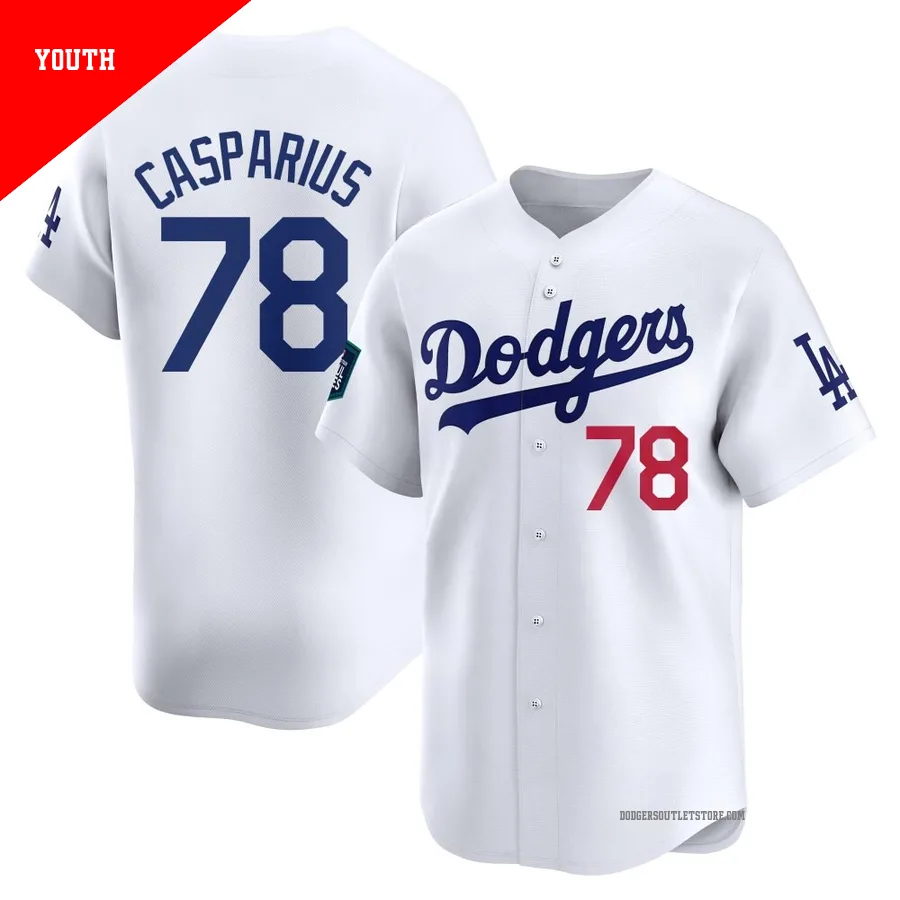 Los Angeles Dodgers ＃78 Ben Casparius Youth White Limited 2024 World Tour Seoul Series Home Jersey