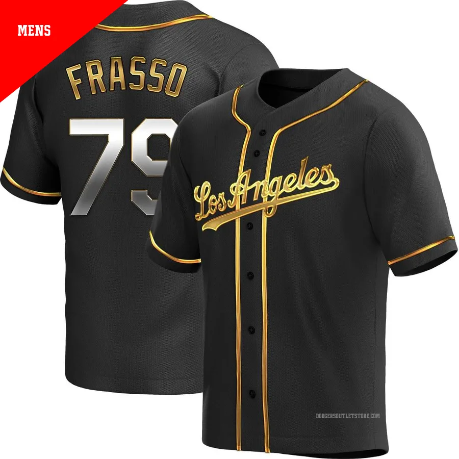 Los Angeles Dodgers ＃79 Nick Frasso Men's Gold Replica Black en Alternate Jersey