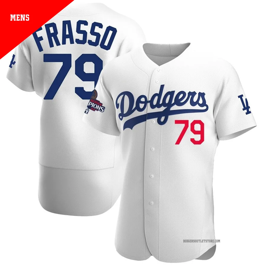 Los Angeles Dodgers ＃79 Nick Frasso Men's White Authentic Home Official 2024 World Series Champions Jersey