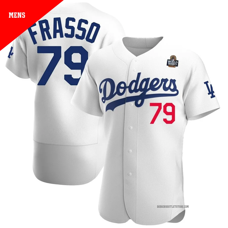 Los Angeles Dodgers ＃79 Nick Frasso Men's White Authentic Home Official 2024 World Series Jersey
