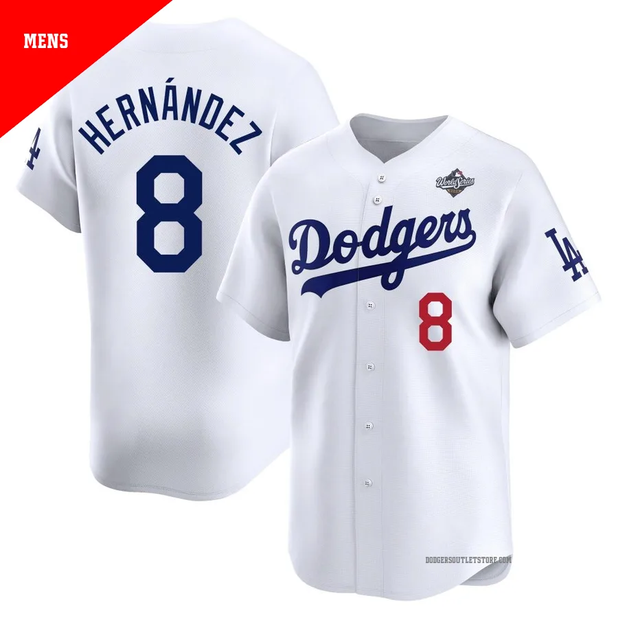 Los Angeles Dodgers ＃8 Enrique Hernandez Men's White Limited Home 2025 World Series Jersey