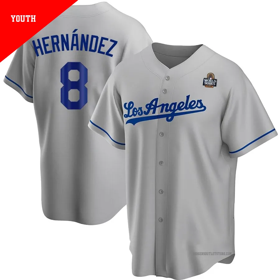 Los Angeles Dodgers ＃8 Enrique Hernandez Youth Gray Replica Road 2024 World Series Jersey